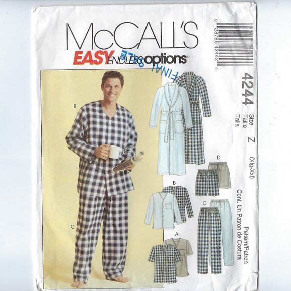 McCall's Pattern 4244 Easy - Men's Sleepwear New Uncut Size Extra Large - XXL - - Picture 1 of 4